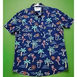 Chubbies One Man Wolf Pack Friday Short Sleeve Popover Neon Lights Flamingo M